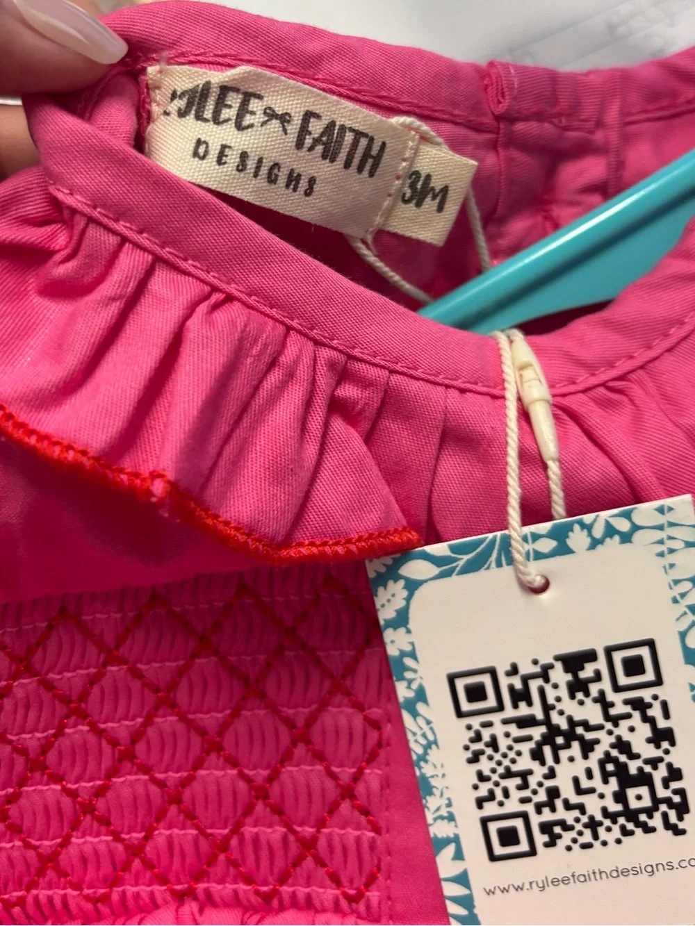 NWT 3M Rylee Faith hot pink, embroidered heart smocked bubble.  Retail 48.99.